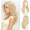 Sofeiyan Parrucche Lunghi Lisci,55 cm Biondo Sporco Parrucca con Frange a Tenda,Layered Parrucca con Lace Front per Donna,Capelli Sintetica per Quotidiano Matrimonio Festival