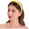 ZLYC Fasce per capelli in seta di gelso, da donna, senza denti, anti-mal di testa, antiscivolo, per la cura della pelle, trucco, uso quotidiano, a pois, giallo