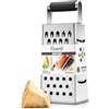 IPEA Grattugia 4 Facce per Formaggio in Acciaio Inox - 23 cm - Grattugia Verticale Sei Lame con Manico in Ergonomico per Grattugiare Formaggi, Verdura, Limone, Frutta Cioccolata - Multiuso per Cucina