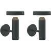 BOLD Set di 2 applique solari, lampade solari per esterni con IP44, sensore di movimento per esterni, 55 ore di autonomia, ricarica solare e USB, resistenti alle intemperie - Gun Grey