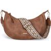 Gladdon Borsa a tracolla da donna con cinturino in stile boho, borsa a tracolla in ecopelle, piccola borsa a tracolla per uso quotidiano e da viaggio, Marrone, 13 x 3.2 x 6.3 inches