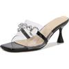 HIKKWXVN Sandali da Donna con Sabot con Tacco Trasparente, Sabot con Punta Quadrata Trasparenti a Spillo con Punta Aperta e Scarpe Eleganti,Nero,42 EU
