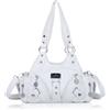 Angel Kiss Borsa a tracolla da donna, piccola borsa a tracolla Hobo in pelle vegana con tasche multiple e chiusura lampo, bianco