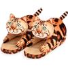 Openhahaha Pantofole Donna Gatto Invernali Peluche Calde Comode Antiscivolo Memory Foam Ciabatte da Casa Morbide Divertenti（Gatto Leopardo）