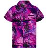 King Kameha Camicia Hawaiana Uomo Maniche Corte - Camicia Uomo Estiva con Stampa Navigare, Camicie Hawaiane da Navigare Leggera e Facile da Lavare - Surf, Pink Purple, 7XL