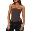 Svuitmsl, Bustino-corsetto da donna senza spalline con rete, bustier Y2K con cerniera posteriore, bustier tubolare modellante sexy con stecche, top da sera, M