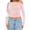 OYIGELZ Top da donna a maniche lunghe per uscire carino base Y2K autunno abiti moda vestiti