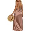 Generico Sottoveste Donna Raso - Camicia da Notte in Raso Donna Sexy Camicia da Notte Lunga Abito Sottoveste Lungo Lunga Vestaglia Sposa Seta Babydoll Spalline Regolabili Vestaglia con Scollo a V