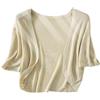 LIUYUYOUGO Cardigan Donna Cardigan Elegante in Maglia da Donna Corto con Maniche A 3/4 Bolero Coprispalle Top Estivo Leggero Giacca Corta Morbida E Accogliente Maglietta in Tencel Maglia Aperta sul