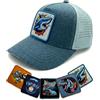 HECKBO Cappellino da Baseball per Bambini, 52-57 cm, con 5 Adesivi in Velcro, Traspirante, Elementi Riflettenti, per Ragazzi e Ragazze dai 4 ai 10 Anni