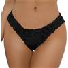 Generico Slip Costume Donna Vita Media Brasiliana Piscina Slip Bikini Arricciato con Volant Mare Pantaloncini da Bagno Tinta Unita Spiaggia Bikini Culotte Estate Sportivo (M, Nero)