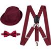 Alizeal Bretelle elastiche da 2,5 cm 3 Clip Suspender e Bow Tie Set con cappello per bambini - Amaretto