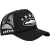 Gyios Cappello da Baseball Camionista Ricamato con Stella Unisex Berretto in Rete Traspirante Parasole Hip-Hop Regolabile per Uomo Donna Casual All'aperto-Nero-Regolabile