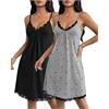 Ekouaer Camicia da Notte Donna Estiva Sexy Spalline Sottili Indumenti da Notte in Pizzo Babydoll Senza Maniche Sottoveste Lingerie S-XXL
