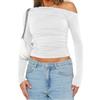 OYIGELZ Top da donna a maniche lunghe per uscire carino base Y2K autunno abiti moda vestiti