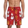 FBGHHTY Regalo di Natale Pupazzo di neve Stampa Uomini Breve Pigiama Pantaloni Estate Sleepwear Lounge Wear Traspirante Leggero, Nero , XXL corto