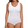 SHAPERIN Body Modellante Donna Pancia Piatta Body Contenitivo Push Up con Reggiseno Incorporato Slimming Body a Canotta, Bianco-1, XXL