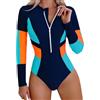 Maeau - Costume da Bagno a Spalla Lunga da Donna, Costume Intero Triangolare per il Tempo Libero, Abbigliamento da Nuoto con Cerniera, Costume Intero Casual - S-XXL, blu, S