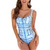 WIN.MAX Costume Intero Donna, Costume Intero con Controllo della Pancia, Costume da Bagno Taglie Forti per Donna Monokini Push-up Vintage, per Coppe da C a DD (Stampa Tie-Dye,EU42)