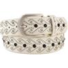 Generic CYBHSM Cintura da donna in pelle PU con strass, larghezza 2-4 cm, stile punk, con borchie, per jeans, casual, vintage, retrò, bianco, 105
