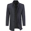 Allthemen Cappotto Lana Invernale Uomo Collo Alto Parka Media Lunghezza | Caldo,Antivento,Collo Spesso,Vestibilità Regular,Tinta Unita,Trench Coat,Overcoat Cerniera,Casual Business,2 Tasche Interne