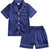 Verve Jelly Pigiama per Ragazzi e Ragazze Pigiama in Raso di Seta Camicia a Maniche Corte Top + Pantaloni 2 Pezzi Indumenti da Notte per Bambini Pigiami con Bottoni