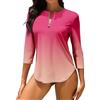 WOWENY Costume da Bagno Anti UV da Donna, con Protezione Rashguard, Maniche A 3/4 Cerniera A 1/4 Asciugatura Rapida, per Acqua, Surf, Spiaggia