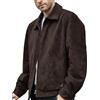 FLAVOR Giacca Bomber Casual In Pelle Vera Scamosciata Genuina Per Uomo