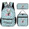 SweetJECCU Zaino personalizzato Farfalla con Lunch Box e Astuccio Set, Personalizzato Set di 3 Zaini Scuola, Panda-4, Large, Zaino con portapranzo