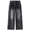 Bauzuoyo Baggy Jeans da uomo, Y2K, stile vintage, dritto, in denim, per adolescenti, per lo streetwear, hip hop, larghi, pantaloni da jogging, Nero , L