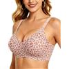 HORISUN Comodo reggiseno senza cuciture con copertura completa da donna, reggiseno push-up senza fili con supporto morbido, taglie normali e grandi, leopardato rosa, 3XL