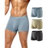 Casey Kevin Boxer da uomo, biancheria intima sexy in rete di seta, morbidi e traspiranti, con sacchetto, confezione da 3, Verde/Verde salvia/Grigio Antracite, Large