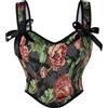 SCARLET DARKNESS Women Renaissance Corset Square V-Neck Lace-up Corset Top Floral Shapewear Corsets