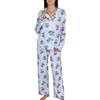 sarcia.eu Disney Stitch Donna, Pigiama con Bottoni, Maniche Lunghe, Pantaloni Larghi, Set da Notte (IT, Testo, S, Regular, Regular, Stitch)