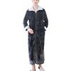 sunongvt Accappatoio da uomo in pile felpato lungo con zip frontale con tasche caldo e morbido accappatoio con cerniera per uomo, Grigio scuro, Large