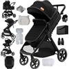 Luourzme Passeggino 3 Pezzi, Passeggino 3 in 1, Sistema da Viaggio 0-4 Anni, Pieghevole, Pneumatici in Gomma, Accessori Completi