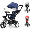 OHMG Triciclo Bambino Scalabile Fino a 25 kg Bici Da Passeggiata Per Bambini Più Anziani, Sedile Reversibile, Grande Cestino Borsa, Canna e Parasole Pieghevole Bicicletta, Accessori