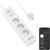 GHome Smart Ciabatta elettrica WLAN con 3 prese AC e 3 USB, interruttore controllato separatamente con presa multipla, misurazione del consumo energetico, controllo app, compatibile con Alexa, Google