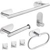 Laimew Set di Porta Asciugamani Bagno Adesivo, 7 Pezzi Accessori in Acciaio Inossidabile d'argento da 16 Pollici