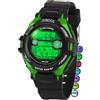 Juboos Orologio Bambina,con Cinturino Stampato e 7 Luci Colorate,Orologio Digitale Impermeabile per Bambini con Orecchie da Gatto per Ragazzo e Ragazza da 4 a 12 Anni (Nero Verde)