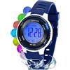 Juboos Orologio Bambina,con Cinturino Stampato e 7 Luci Colorate,Orologio Digitale Impermeabile per Bambini con Orecchie da Gatto per Ragazzo e Ragazza da 4 a 12 Anni (blu scuro)