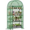 Outsunny Serra da Balcone a 4 Ripiani Serra per Orto 80x50x160 cm Verde