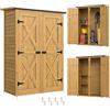Outsunny Armadio da Giardino Armadio da Esterno 115x53x156 cm Marrone | Legno di Abete, 2 Ripiani, Doppia Porta con Chiavistelli, Tetto Inclinato, Casetta Attrezzi, Capanno Porta Attrezzi