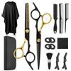 Lictin Ket Forbici Parrucchiere Professionali 15 PCS, Forbici per Capelli Dritte e Forbici per Sfoltire i Capelli in Acciaio Inox Ultra Affilato, Manico Ergonomico, Salone/Casa (Nero E Oro, 6.7)
