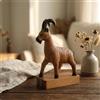 Statuetta rustica di capra nordica in legno, scultura artigianale di animale da