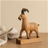 Statuetta rustica di capra nordica in legno, scultura artigianale di animale da