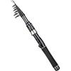 Allthingstore Pesca telescopica in carbonio ad alta sensibilità con robusto mulinello e impugnatura ergonomica in schiuma per mini canna da mare, modello nero, lunghezza variabile 1,5 m, 1,8 m, 2,1 m e 2,4 m, per