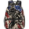 KWQDOZF Zaino da motocross/dirt bike con bandiera americana da 15 pollici