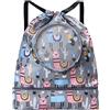 Générique Borsa da nuoto per bambini separazione secca e bagnata borsa da spiaggia borsa portaoggetti vestiti da nuoto zaino trasparente fascio bocca, e, Taille unique