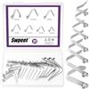 Swpeet Kit assortito di 21 clip a molla in acciaio inox a forma di V, 7 misure, clip a molla a scatto per kayak, pagaia singola, clip argentate per tende, ombrelli, campeggio